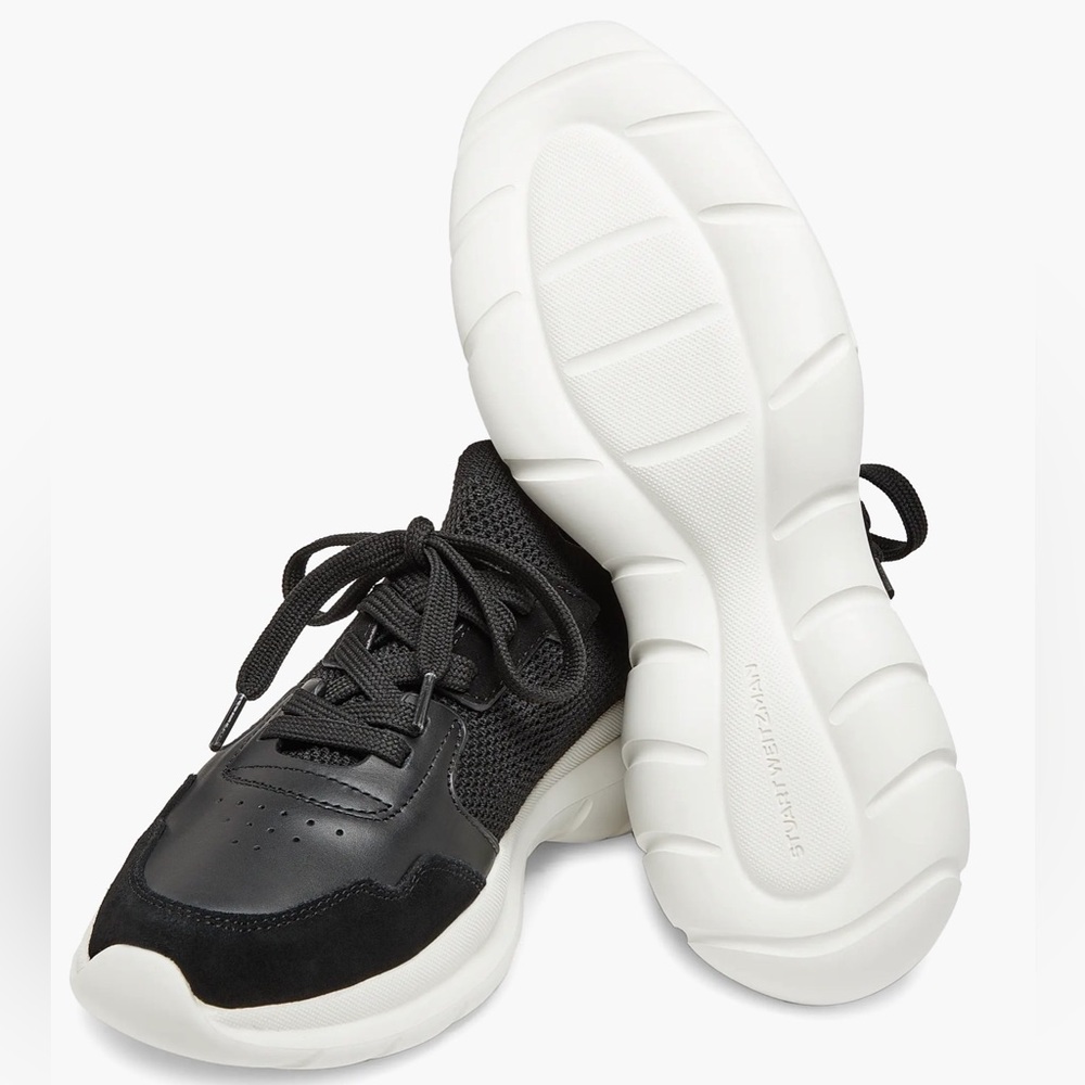 NWT Stuart Weitzman 5050 Logo Low-Top Sneakers Black Size 9 - Picture 13 of 14